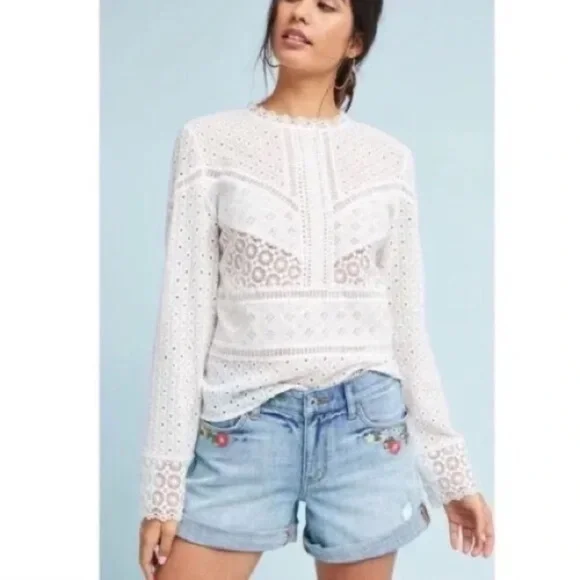 Anthropologie x James Coviello Burnham Lace Top M Cottagecore Boho Festival - Picture 2 of 15